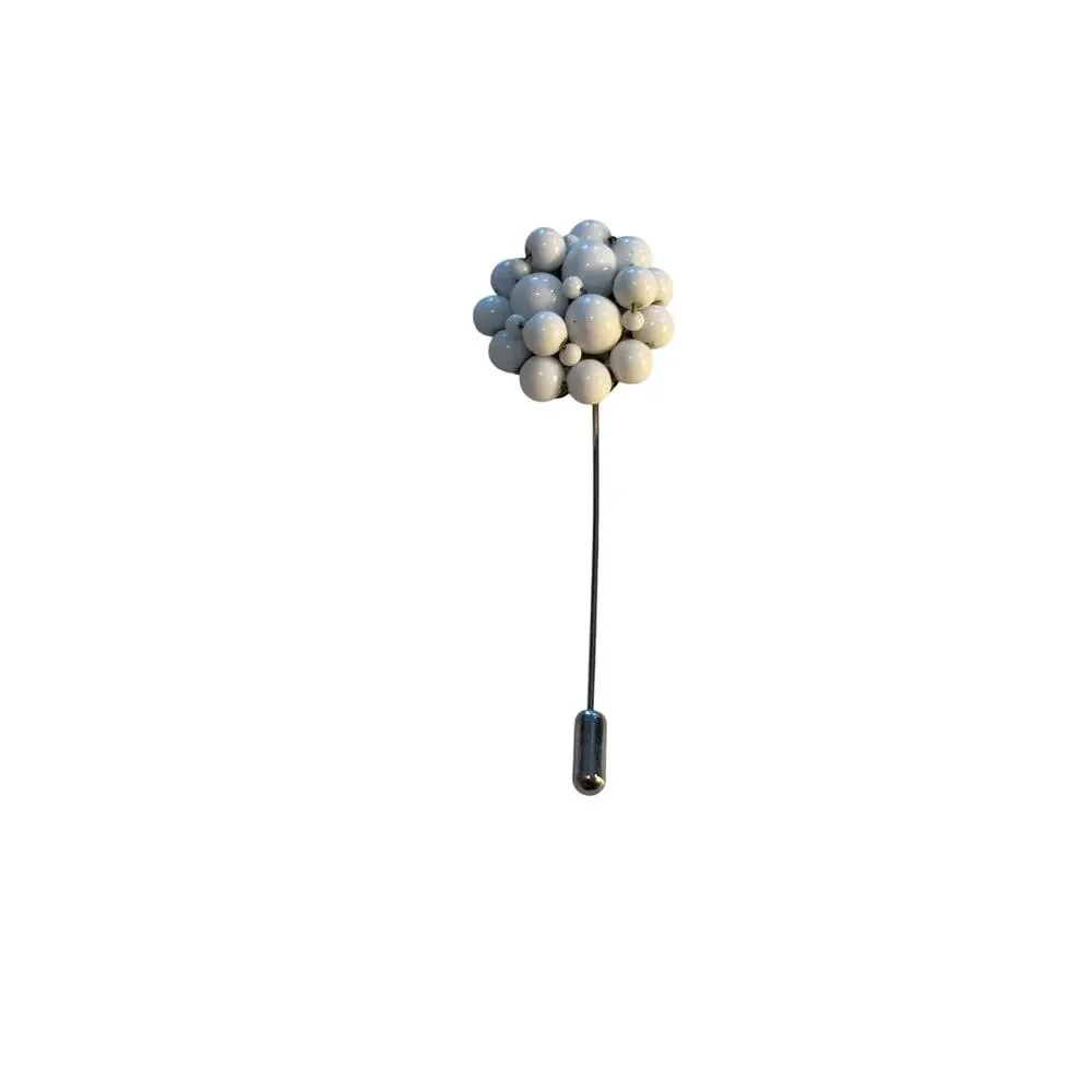 White Bead Cluster Stick Pin Handmade from a Single Vintage Earring